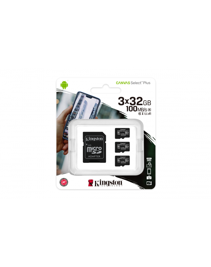 Karta pamięci Kingston Canvas Select Plus SDCS2/32GB-3P1A (32GB; Class A1; Adapter  Karta pamięci x 3) główny