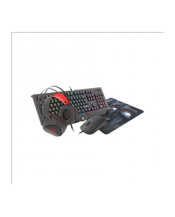 Zestaw klawiatura + mysz + podkładka + słuchawki membranowa NATEC Genesis Cobalt 330 NCG-1469 (USB 20; (US); kolor czarny; optyczna; 500 DPI  6400 DPI)