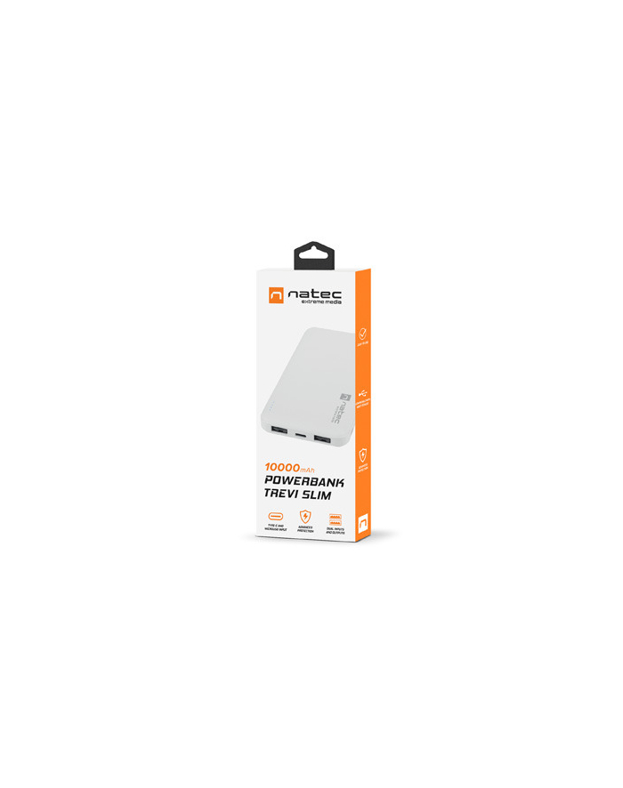 Power Bank NATEC Extreme Media Trevi Slim NPB-1539 (10000mAh; microUSB  USB typ A  USB-C; kolor biały) główny