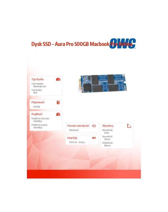 owc Dysk SSD - Aura Pro 500GB Macbook Pro Retina główny