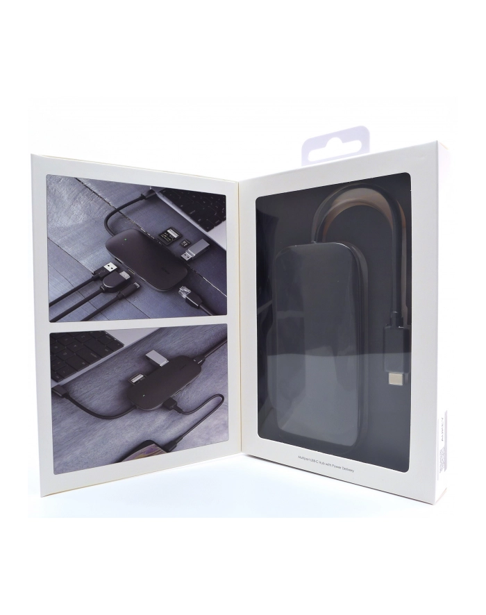 aukey Aluminiowy HUB USB-C | 8w1 | RJ45 Ethernet 10/100/1000Mbps | 3xUSB 3.1 | HDMI 4k@30Hz | SD i microSD | USB-C Power Delivery 100W  CB-C71 główny