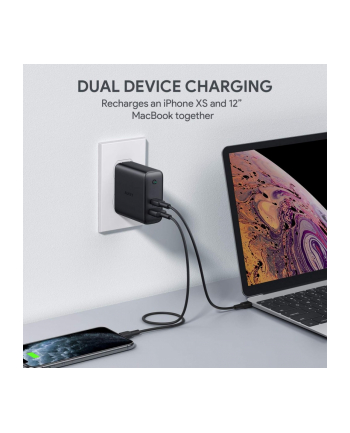 aukey Ultraszybka ładowarka sieciowa 2xUSB Power Delivery (1xUSB A+1xUSB C) 60W 5.4A  PA-D3