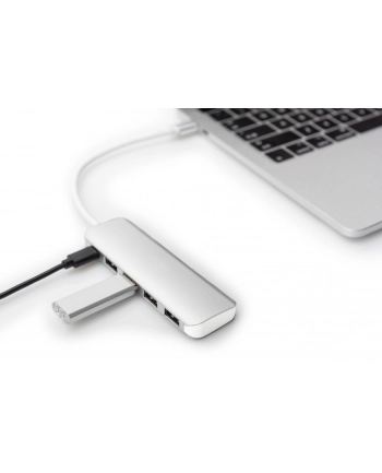 digitus HUB/Koncentrator 4-portowy USB 3.0 SuperSpeed z Typ C Power Delivery, aluminium