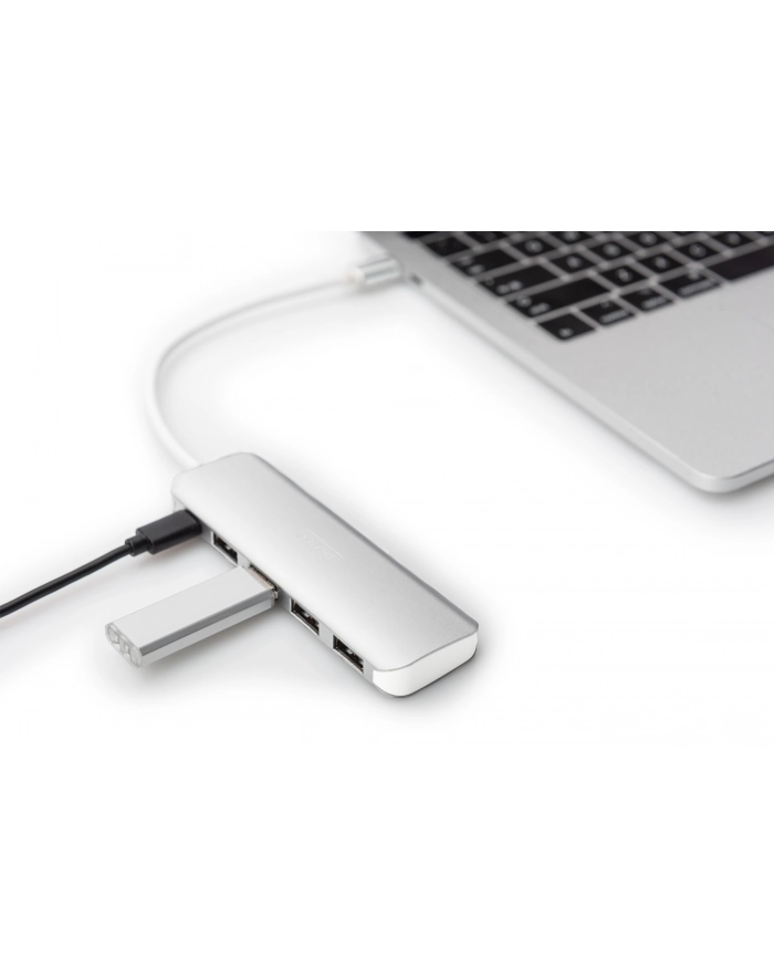 digitus HUB/Koncentrator 4-portowy USB 3.0 SuperSpeed z Typ C Power Delivery, aluminium główny