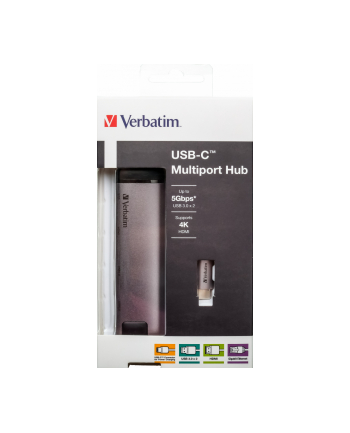 verbatim Multi Port USB-C 3.1, 2x USB 3.0, HDMI 4K, type-c, RJ-45
