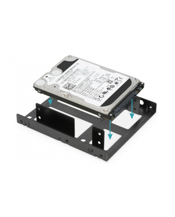 digitus Ramka montażowa/Adapter SSD/HDD 2x 2.5' do 3.5' (ATA, SATA, SSD) metalowa ,zestaw z kablami, czarna