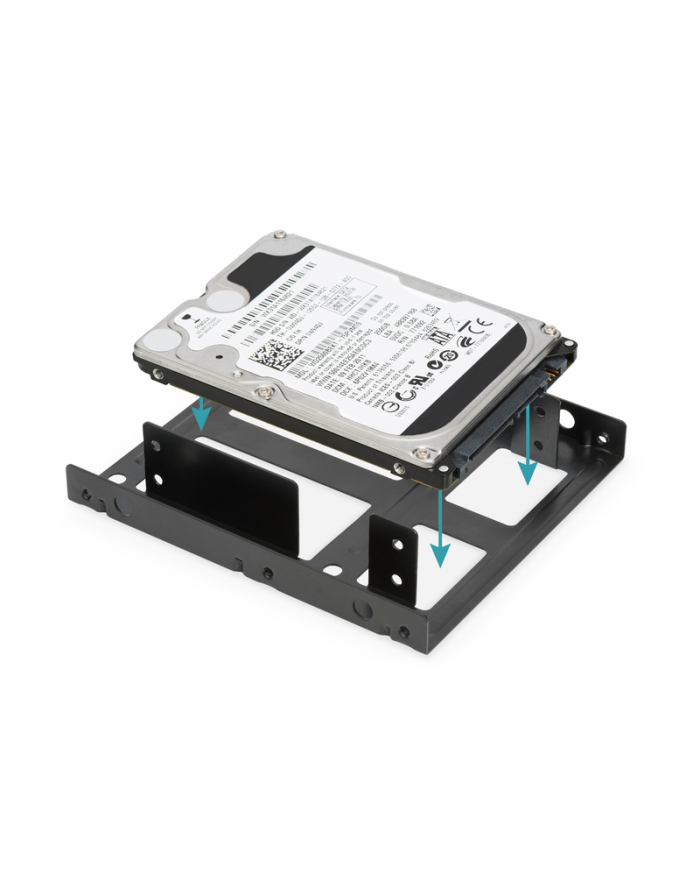 digitus Ramka montażowa/Adapter SSD/HDD 2x 2.5' do 3.5' (ATA, SATA, SSD) metalowa ,zestaw z kablami, czarna główny