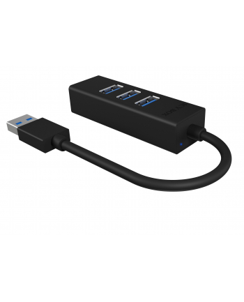 icybox Hub IB-HUB1419-U3 USB 3.0 na 4-Port Type-A, Aluminium,      czarny, Kabel 15cm