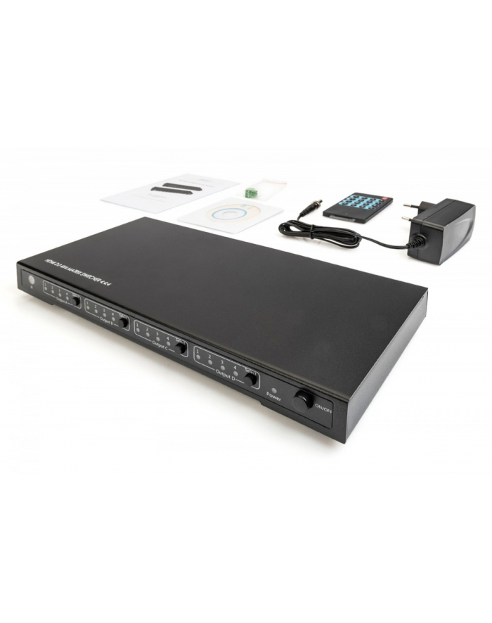 digitus Przełącznik (Matrix) HDMI 4/4-porty 4K 60Hz UHD 3D HDCP 2.2 RS232 audio z pilotem główny