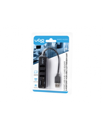 ugo USB Hub Maipo HU200 3 porty + czytnik SD/micro SD