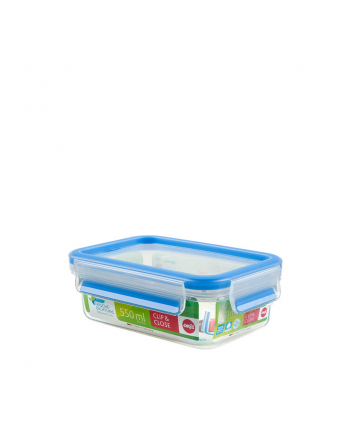 Emsa Clip & Close plastic box (transparent / blue, 0.55 liter, classical format)