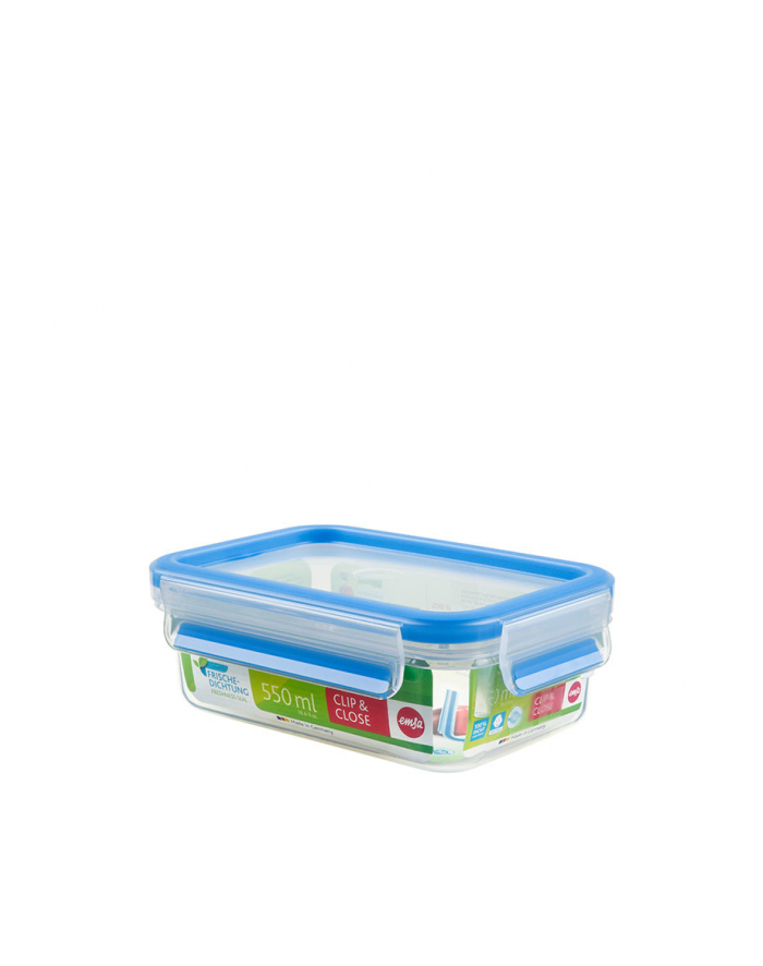 Emsa Clip & Close plastic box (transparent / blue, 0.55 liter, classical format) główny