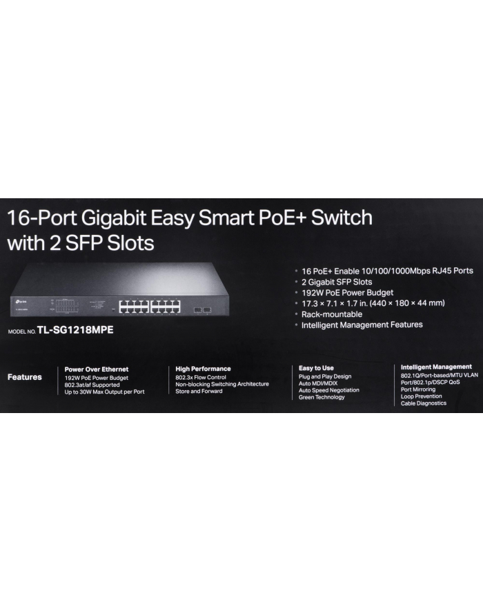 Switch PoE TP-LINK TL-SG1218MPE (16x 10/100/1000Mbps) główny