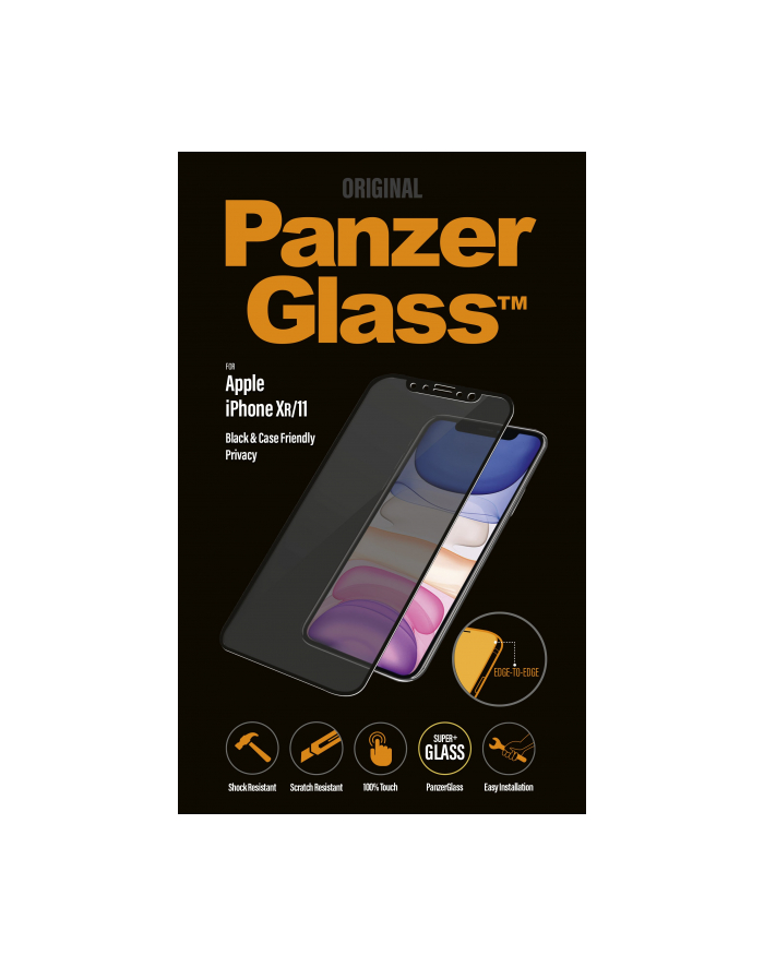 PANZERGLASS SZKŁO HARTOWANE DO IPHONE XR/11 PRV CZARNE DO ETUI główny