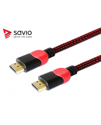 Kabel SAVIO GCL-04 (HDMI M - HDMI M; 3m; kolor czarno-czerwony)
