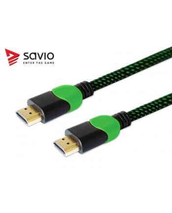 Kabel SAVIO GCL-06 (HDMI M - HDMI M; 3m; kolor czarno-zielony)