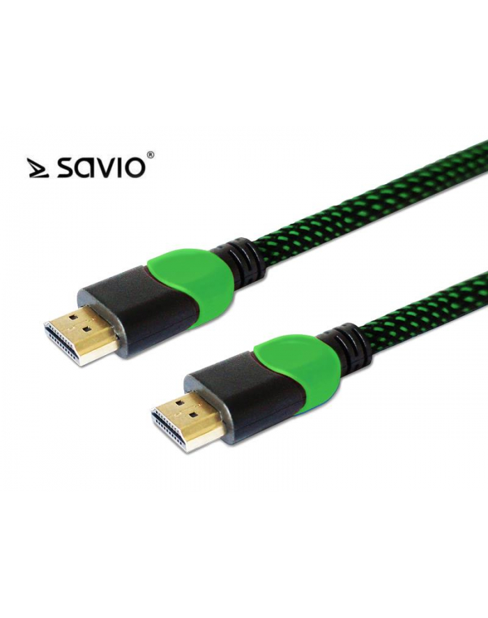 Kabel SAVIO GCL-06 (HDMI M - HDMI M; 3m; kolor czarno-zielony) główny