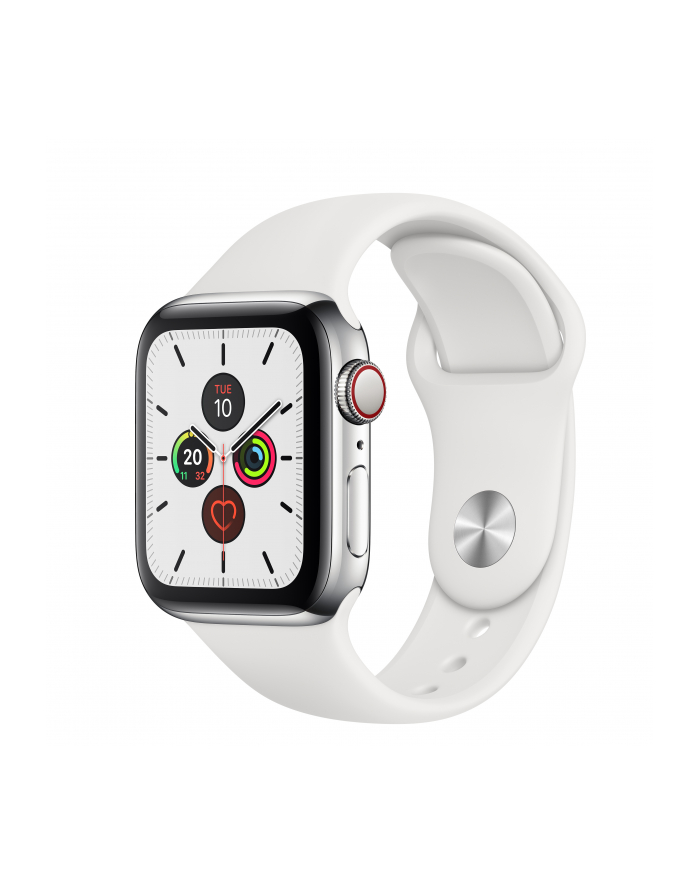 Apple Watch S5 Stainless steel 40mm silver - Sport bracelet white MWX42FD / A główny