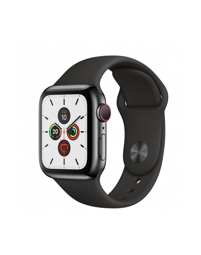 Apple Watch S5 Stainless steel 40mm black - Sports Wristband black MWX82FD / A główny