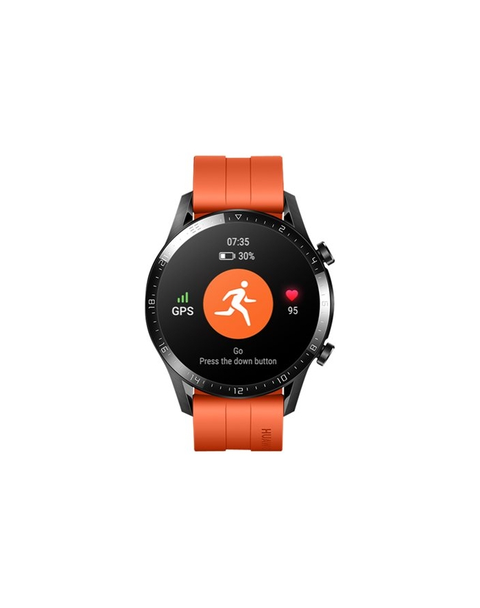 Huawei Watch GT2 46mm sport watch (black, Bracelet: Sunset Orange, fluorine rubber) główny
