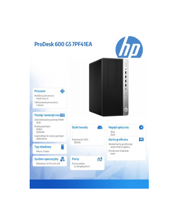 OKAZJA ! HP Komputer 600MT G5 i3-9100 SSD:256GB/RAM 8GB /DVD/Win10P 7PF41EA