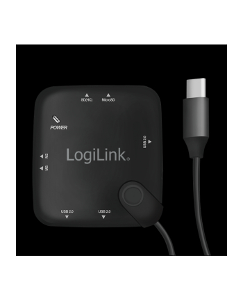 logilink Hub USB 2.0, 3 porty z czytnikiem kart OTG, USB Typ-C