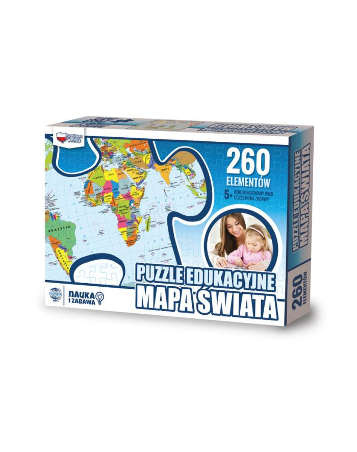 Puzzle 260el Mapa Świata edukacyjne ZACHEM 7040 główny