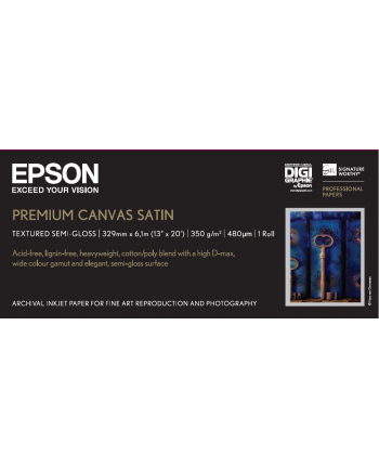 EPSON Premier art water resistant canvas inkjet 350g/m2 330mm x 6.1m 1 roll 1-pack