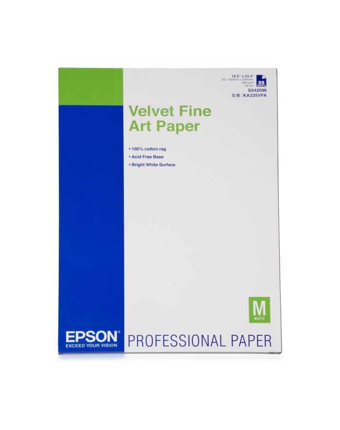 EPSON Paper Velvet Fine A2 25 Sheets 260g/m² 420x594mm główny