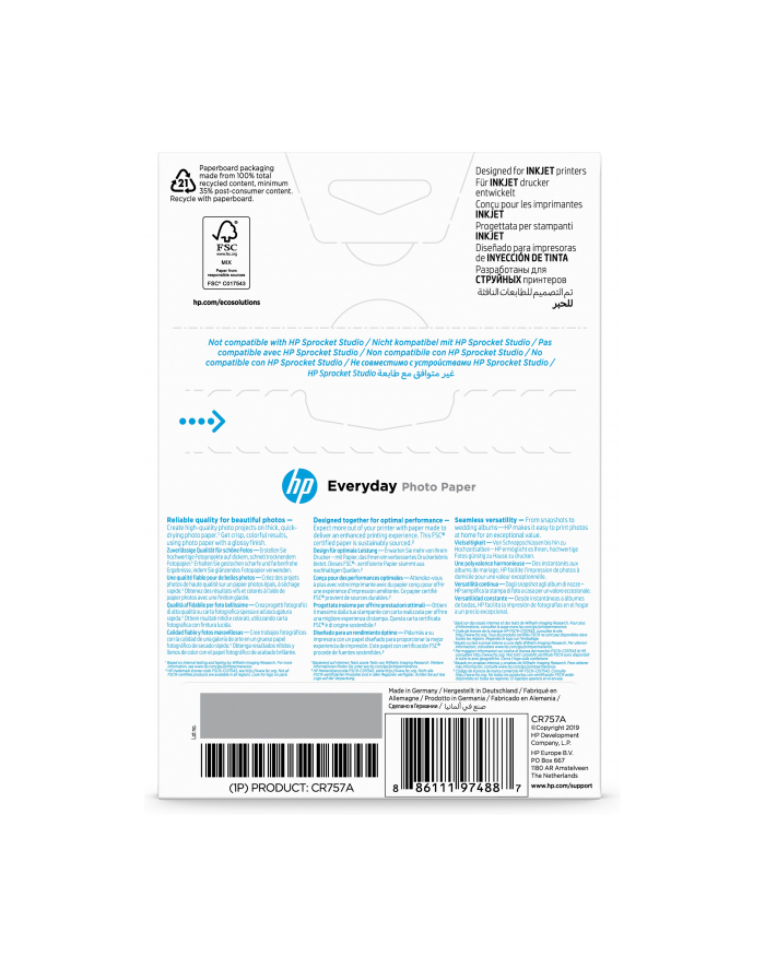 hp inc. HP Everyday Glossy photo paper white 200g/m2 100x150mm 100 sheets 1-pack główny