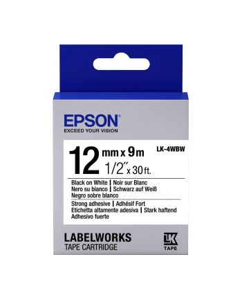 EPSON LK4WBW Strong Adh. Black on White tape 12mm