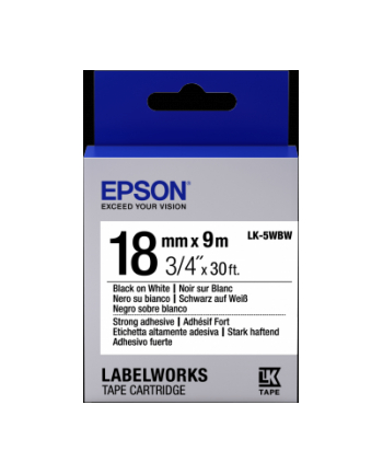 EPSON LK-5WBW Strong Adh. Black on White tape 18mm, 9m