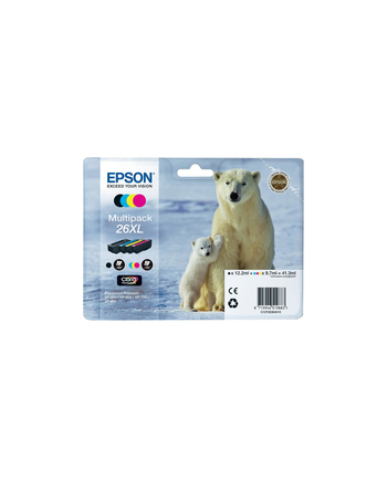 EPSON 26XL Series Polar bear multipack containing 4 ink cartridge: black cyan magenta yellow in RS blister pack with RF+AM tags