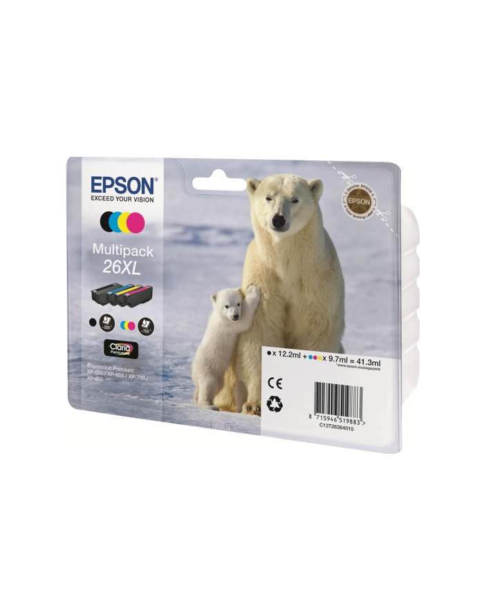 EPSON 26XL Series Polar bear multipack containing 4 ink cartridge: black cyan magenta yellow in RS blister pack with RF+AM tags główny