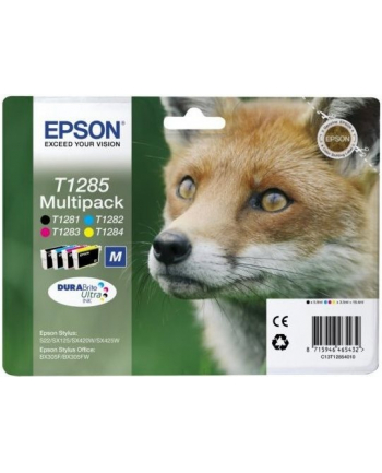 EPSON T1285 ink cartridge black and tri-colour standard capacity 5.9ml and 3 x 3.5ml 4-pack RF-AM blister