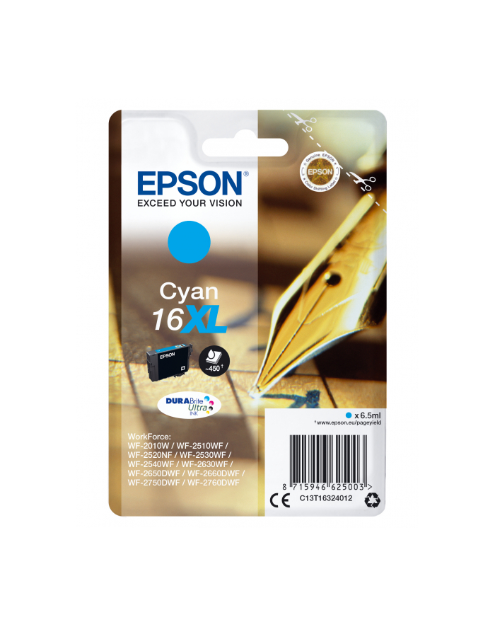 EPSON 16XL ink cartridge cyan high capacity 6.5ml 450 pages 1-pack RF-AM blister główny