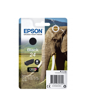 EPSON 24 ink cartridge black standard capacity 5.1ml 240 pages 1-pack RF-AM blister