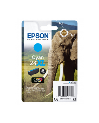 EPSON 24XL ink cartridge cyan high capacity 8.7ml 740 pages 1-pack RF-AM blister