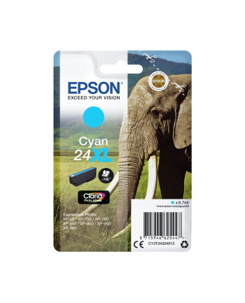 EPSON 24XL ink cartridge cyan high capacity 8.7ml 740 pages 1-pack RF-AM blister