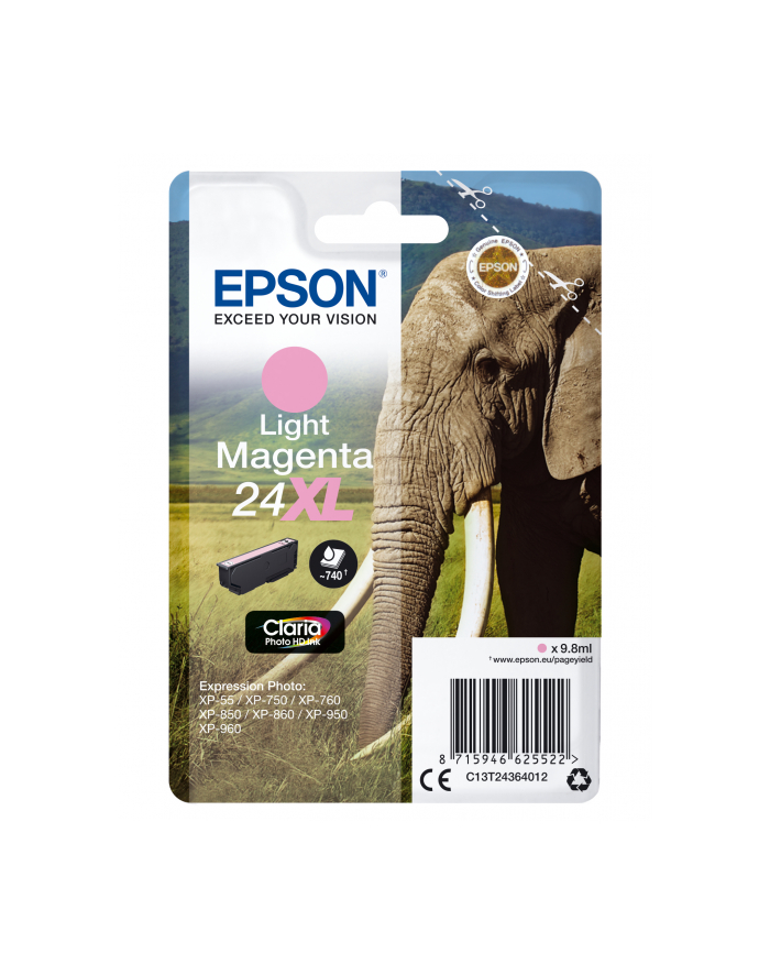 EPSON 24XL ink cartridge light magenta high capacity 9.8ml 740 pages 1-pack RF-AM blister główny