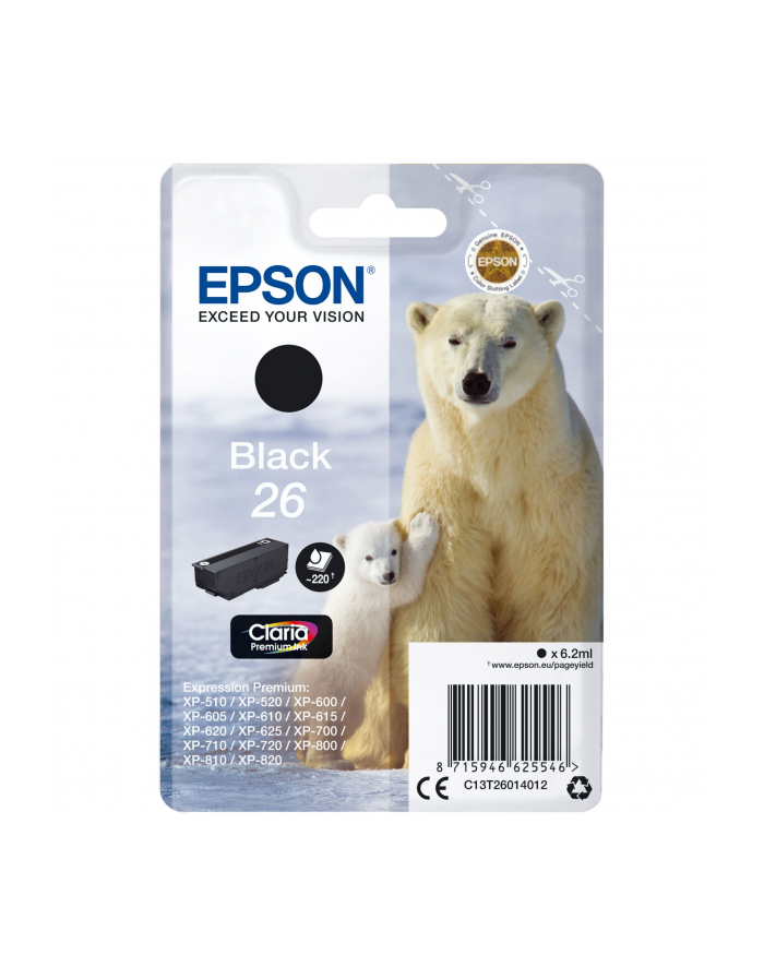 EPSON C13T26014012 Tusz Epson T2601 black Claria 6,2 ml XP-600/700/800 główny