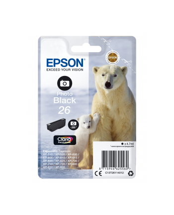 EPSON C13T26114012 Tusz Epson T2611 photo black 4,7 ml XP-600/700/800