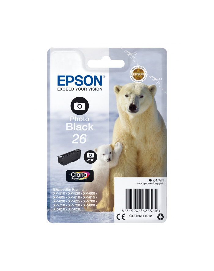 EPSON C13T26114012 Tusz Epson T2611 photo black 4,7 ml XP-600/700/800 główny