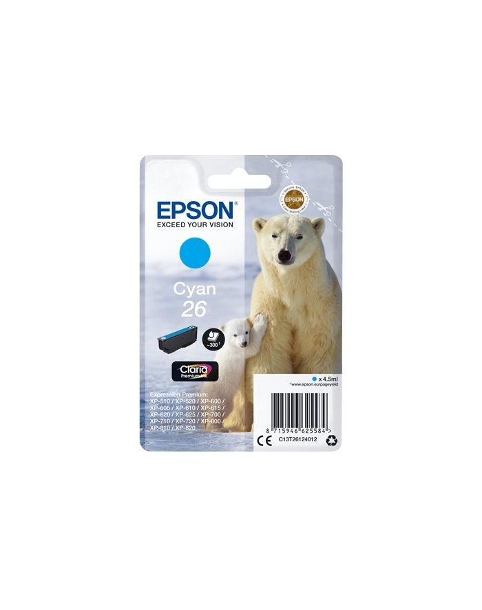 EPSON 26 ink cartridge cyan standard capacity 4.5ml 300 pages 1-pack RF-AM blister główny
