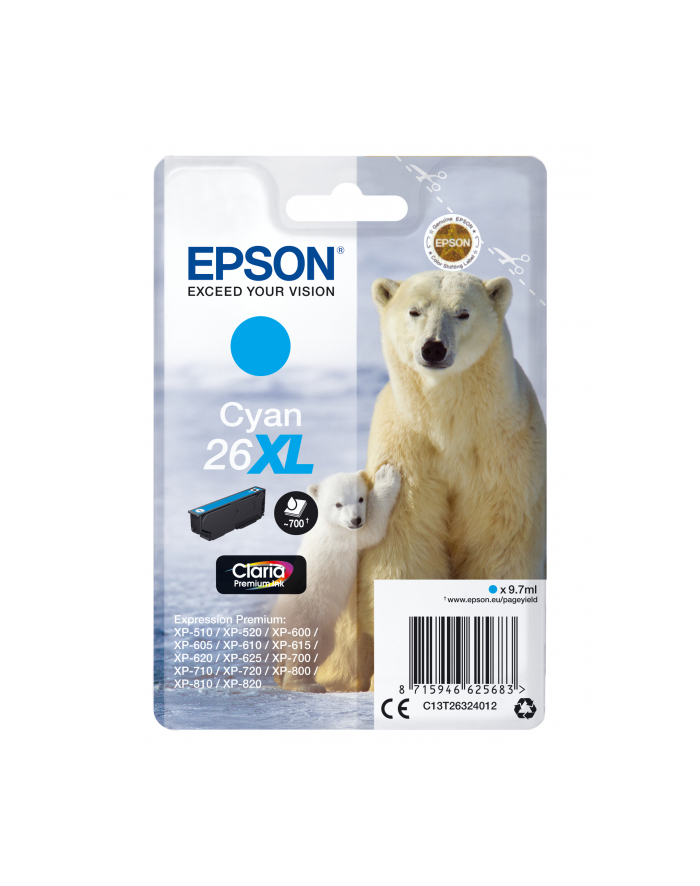 EPSON 26XL ink cartridge cyan high capacity 9.7ml 700 pages 1-pack RF-AM blister główny