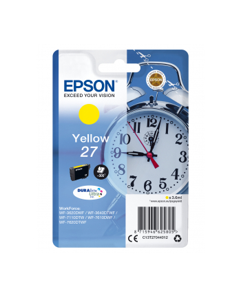 EPSON 27 ink cartridge yellow standard capacity 3.6ml 350 pages 1-pack RF-AM blister - DURABrite ultra ink