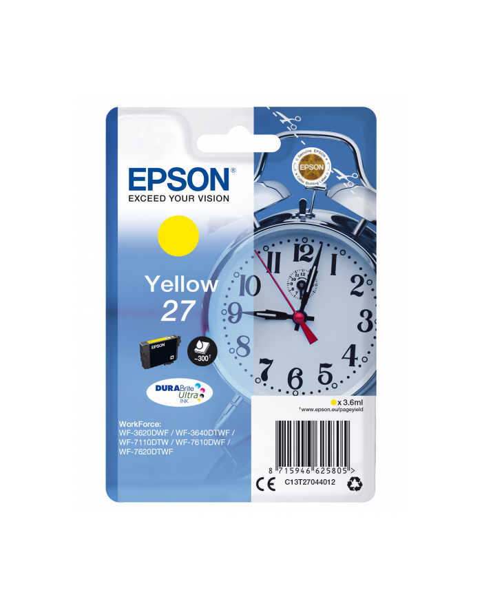 EPSON 27 ink cartridge yellow standard capacity 3.6ml 350 pages 1-pack RF-AM blister - DURABrite ultra ink główny