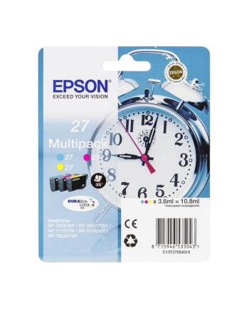 EPSON 27 ink cartridge cyan, magenta and yellow standard capacity 3x3.6ml 3x350 pages combopack RF-AM blister - DURABrite