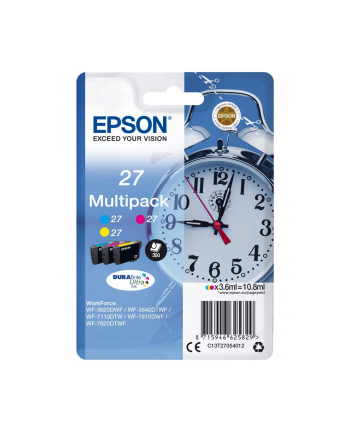 EPSON 27 ink cartridge cyan, magenta and yellow standard capacity 3x3.6ml 3x350 pages combopack RF-AM blister - DURABrite nr 2