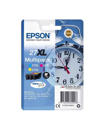 EPSON 27XL ink cartridge cyan, magenta and yellow high capacity 3x10.4ml 3x1.100 pages combopack RF-AM blister - DURABrite